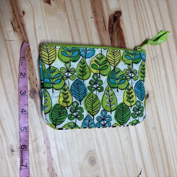Vera Bradley Womens Cosmetic Bag Green Floral Makeup Travel Pencil Case Quilted - Picture 9 of 10